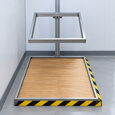 Motoron drop test machine with adjustable drop frame and wooden test platform
