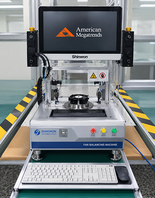 Motoron fan balancing machine with touchscreen monitor for rotor testing