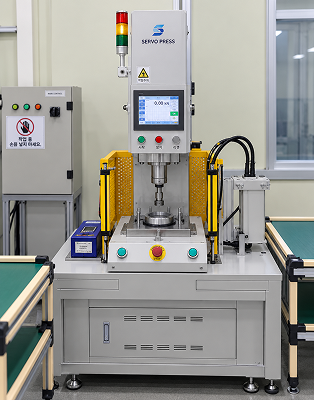Motoron servo press machine with digital force display and safety guard