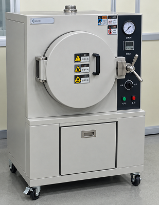 Motoron vapor pressure tester with circular pressure chamber and gauge display